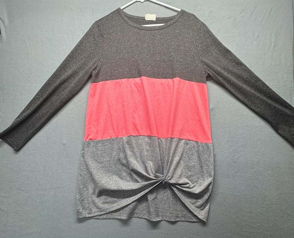 ETWO Long Sleeve Twist Knot Pullover Top Color Block See description for size